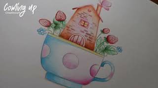 Colour pencil drawing tutorial video  creative house drawing  easy and simple drawing [upl. by Mintun]