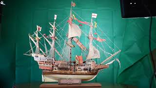 Spanish Galleon Sailing ship 1700 Century Green Screen Total View 002 [upl. by Neelasor]