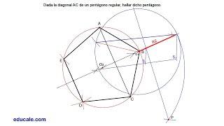 2 Dada la diagonal AC de un pentágono regular hallar dicho pentágono Nuevo método de polígonos [upl. by Ahsinom]