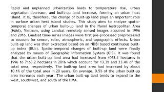 Spatio temporal Analysis of Urban Built up Land in the Hanoi Metropolitan Area Vietnam using Remotel [upl. by Anifled]