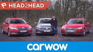 Audi A4 Avant vs Volkswagen Passat Estate vs Skoda Superb Estate  Head2Head [upl. by Cleland]