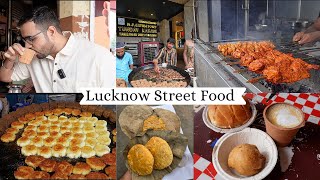 LUCKNOW STREET FOOD  Tunday Kababi Durga Khasta Sharma ji ki chai and more [upl. by Sebbie748]