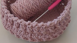 LEFT HANDHow to Crochet a Basket  Easy Crochet Basket Tutorial [upl. by Jackqueline590]