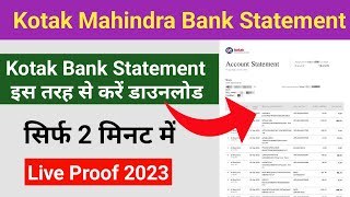 How To Download Kotak Mahindra Bank Statement 2023  Kotak Bank Statement Kaise Download Karen [upl. by Gareri]