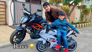 Bike race with kunali 🔥 kon jitega 😂 [upl. by Kieryt]