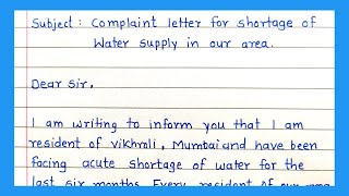 Complaint letter for shortage of water supply in your area  Formal letter for shortage of water [upl. by Trilby]