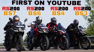 Bajaj Pulsar RS200 BS3 vs BS4 vs BS6 vs BS7 Drag Race All Generation RS200 [upl. by Asseral847]