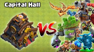 Clan Capital Hall vs Every Capital Troops  Clash of Clans [upl. by Olenta811]