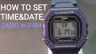 HOW TO ADJUST TIME AND DATE CASIO DIGITAL WATCH W218H [upl. by Bella]