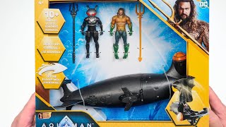 UNBOXING DC Comics Aquaman vs Black Manta Battle Set Action Figures Manta Sub with Lights [upl. by Ehrsam]