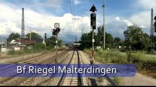 Führerstandsmitfahrt Zeitlupe Riegel Malterdingen nach Freiburg Gbf [upl. by Aeila]