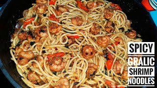 Quick and Easy Spicy Garlic Shrimp Noodles [upl. by Everard]