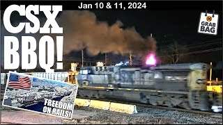 FLAMING CSX BBQ MEETS RACES 3WAYS FAIRFIELD SOUTHERN SWITCHER DEER LORAM… [upl. by Tema771]