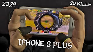 OMG 😲 IPHONE 8 PLUS IN 2024  20 KILLS BEST 4FINGERS CLAW FULL GYRO HANDCAM GAMEPLAY  PUBG MOBILE [upl. by Machutte375]