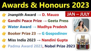 Awards amp Honours 2023  Current Affairs 2023  All Important Awards 2023 Current Affairs [upl. by Faux]