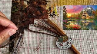 Flosstube Stitch with me 39 HAED The Mountain Cabin  Stitch along with Stitchery Lovers [upl. by Lilas]