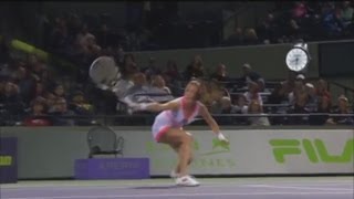 Tennis Radwanska begeistert mit PirouettenTrickschlag [upl. by Ocnarfnaig]