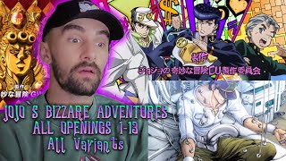 REACTING TO JoJos Bizarre Adventure All Openings 112 FIRST TIME REACTION [upl. by Ahsienroc]