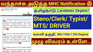 Madras high court recruitment 2024 typist clerk MTS Driver Job in Puducherry [upl. by Samled332]