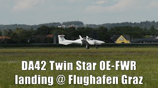 Diamond Executive Club DA42 Twin Star landing  Flughafen Graz  OEFWR [upl. by Adhamh]