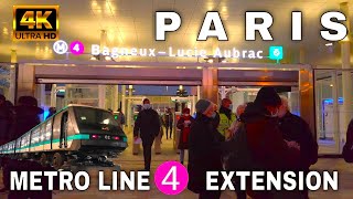 🇫🇷Paris Metro Line 4 Extension Opening 4KProlongement Ligne 4BagneuxLucie Aubrac and Barbara 2022 [upl. by Enyawud]