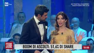 Sanremo 2018 volano gli ascolti per la 3 serata i più alti dal 1999  Storie Italiane 09022018 [upl. by Jary]