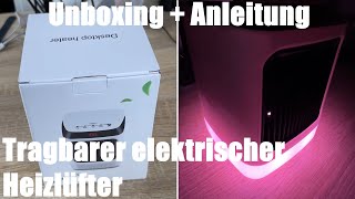 Heizlüfter tragbare elektrische Heizung mit 2 Heizstufen amp Nachtlicht Heizung Unboxing amp Anleitung [upl. by Nafis]