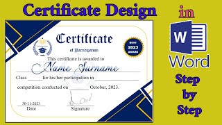 How To Make a Certificate Design in Microsoft Word  certificate kaise banaye  MS Word Certificate [upl. by Yak]