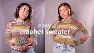 crochet sweater tutorial  crochet a pullover in 15 HOURS [upl. by Reeta]