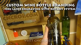 Custom Wine Bottle Branding CNC Laser Engraving with Rotary System [upl. by Kronfeld733]