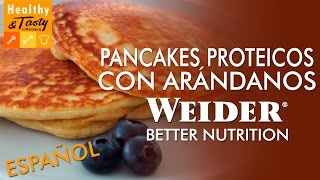 Pancakes proteicos con arándanos español  HealthyampTasty by Weider [upl. by Eanyl]