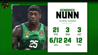 Real Madrid  Panathinaikos 8095 Kendrick Nunn 21 Points 12 PIR [upl. by Ynove273]