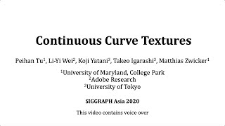 SIGGRAPH Asia 2020 Continuous Curve Textures  Fast Forward [upl. by Albur]