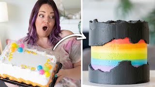 Turning a 20 Grocery Store Cake into a EPIC Rainbow PRIDE Cake [upl. by Kimon]