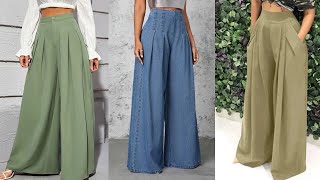 PLEATED WIDE LEG PALAZZO PANT WITH POCKETS  CUTTING amp STITCHING  How To Cut amp Sew Trouser foryou [upl. by Drazze]