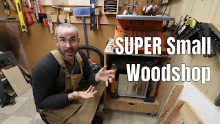 SUPER Small Woodworking Shop Tour Small shop organization [upl. by Easlehc]