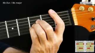 Gitarrenakkorde BbDur Akkord  Bb major chord [upl. by Asnarepse]