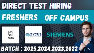 Direct Test Hiring  OFF Campus Drives  2025  2024  2023 Batch Hiring  Latest Fresher Jobs [upl. by Marra]