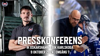 Presskonferens efter IK Oskarshamn – BIK Karlskoga 9 oktober 2024 [upl. by Uok]