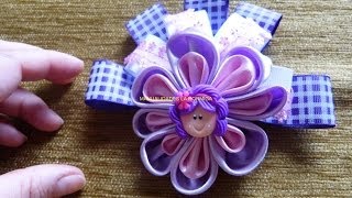 Como Hacer Flores de tela RAso para el cabello How to make beautiful flowers with fabric [upl. by Lainad693]