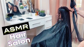 Hair Salon 💇🏻‍♀️ Dyeing Washing Cutting Blow Drying ASMR [upl. by Ariat]