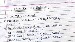 Film Review Writing Sairat in English Sairat film review writing class 12th film review writing [upl. by Stralka]