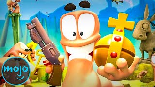 Top 10 Most Destructive Weapons In Worms Games [upl. by Ahsinaj36]