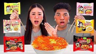 Trying Every KOREAN SPICY Ramen Noodle Flavor PART 2 [upl. by Firahs942]