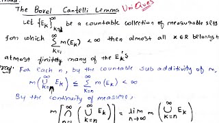 The Borel Cantelli Lemma [upl. by Aylmar]