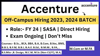 Accenture OffCampus Drive 2023 2024 BATCH  Role SASA  BCA BSC Hiring  17 Feb Exam Update [upl. by Ahsirkal]