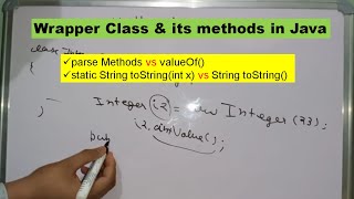 Wrapper class and its methods in Java  parseInt valueOf toString [upl. by Retlaw545]