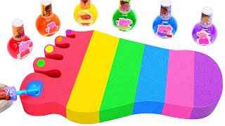 Satisfying Video l How to make Rainbow Toenail Cake WITH Kinetic Sand AND Nail Polish Cutting ASMR [upl. by Dirgni]