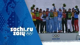 Nordic Combined  Team Large Hill4x5km Relay  Norway Win Gold  Sochi 2014 Winter Olympics [upl. by Aikam]