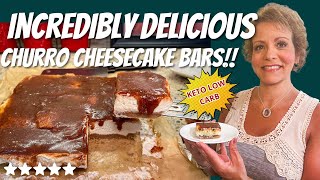 Churro Cheesecake Bars  Keto Low Carb SugarFree Delicious [upl. by Katti]